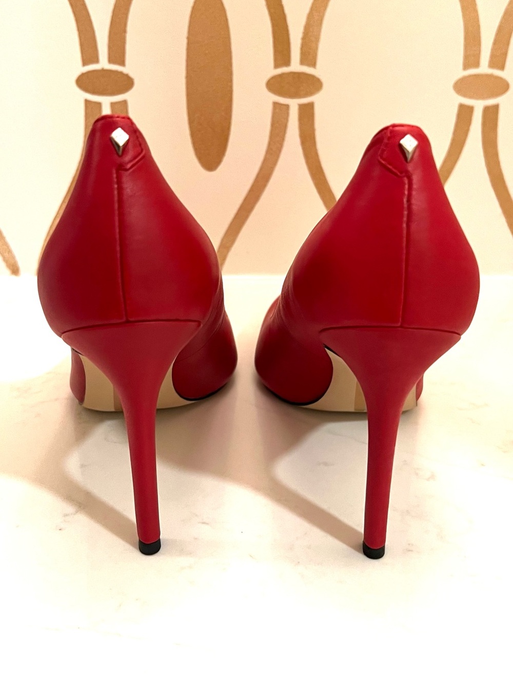Sam Edelman Hazel Leather Pumps, Red Pointed-Toe High Heel Pumps - Picture 6 of 9